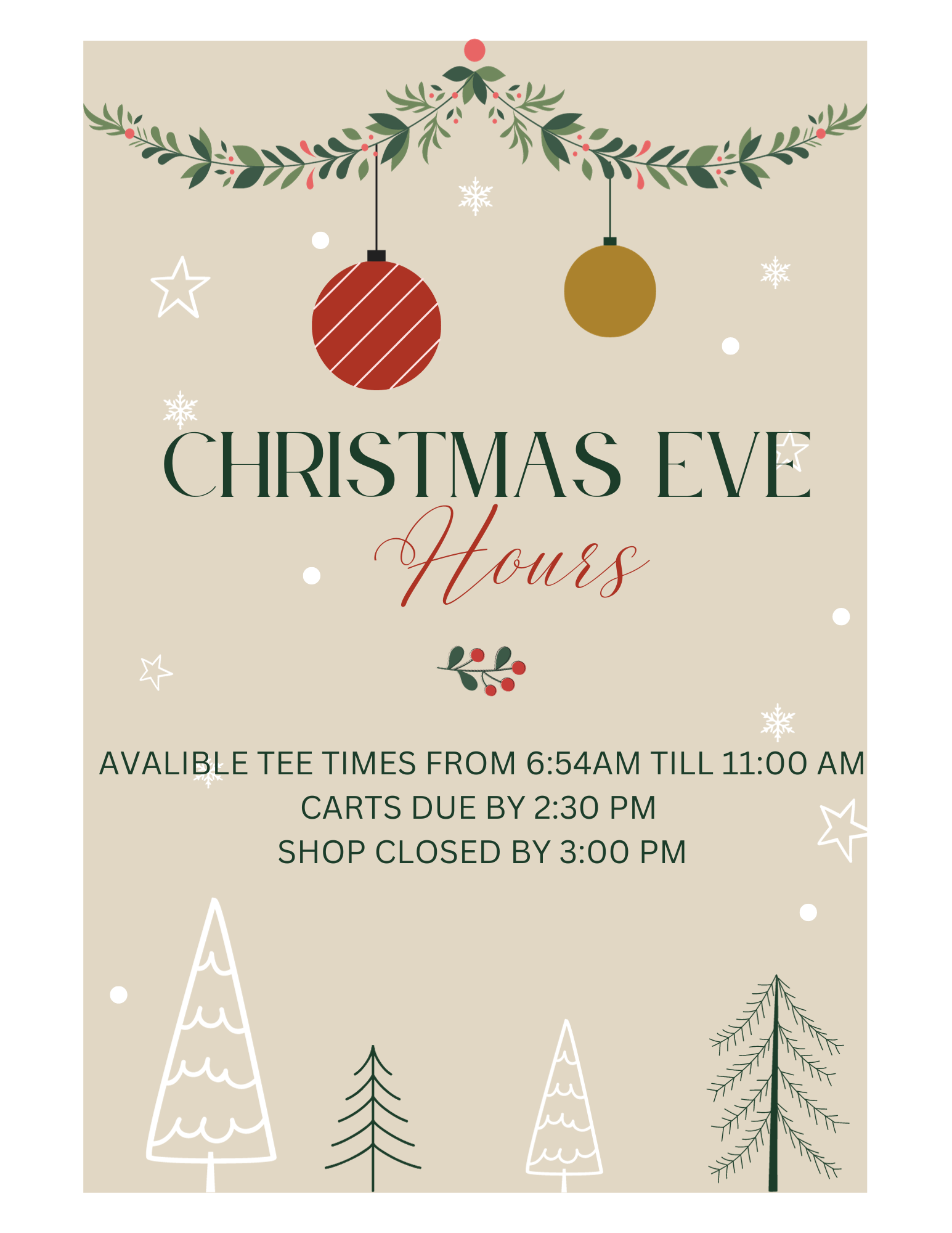 Beige and Green Minimalist Christmas Party Flyer